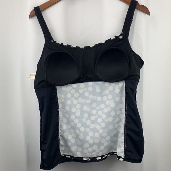 St. John’s Bay Tankini Top - Black & White Polka Dots, Molded Cups, Size 16 - Picture 6 of 6